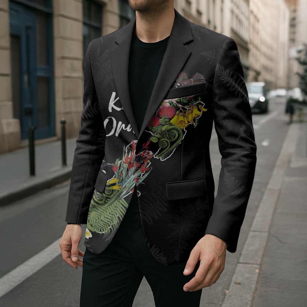 Kia Ora New Zealand Floral Personalized Blazer Black - Aussie Hoodie