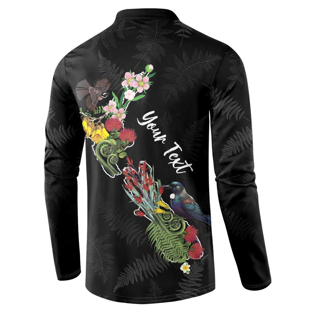 Kia Ora New Zealand Floral Personalized Button Sweatshirt Black - Aussie Hoodie
