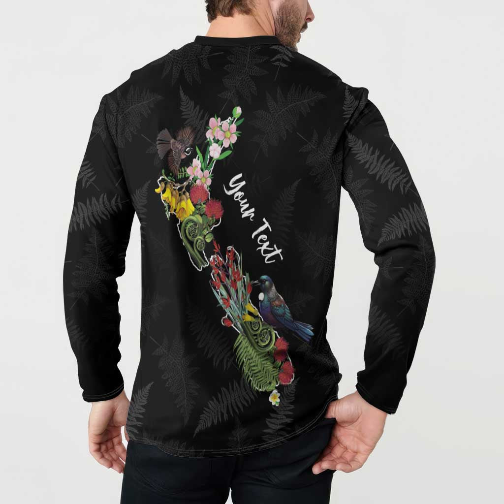 Kia Ora New Zealand Floral Personalized Button Sweatshirt Black - Aussie Hoodie