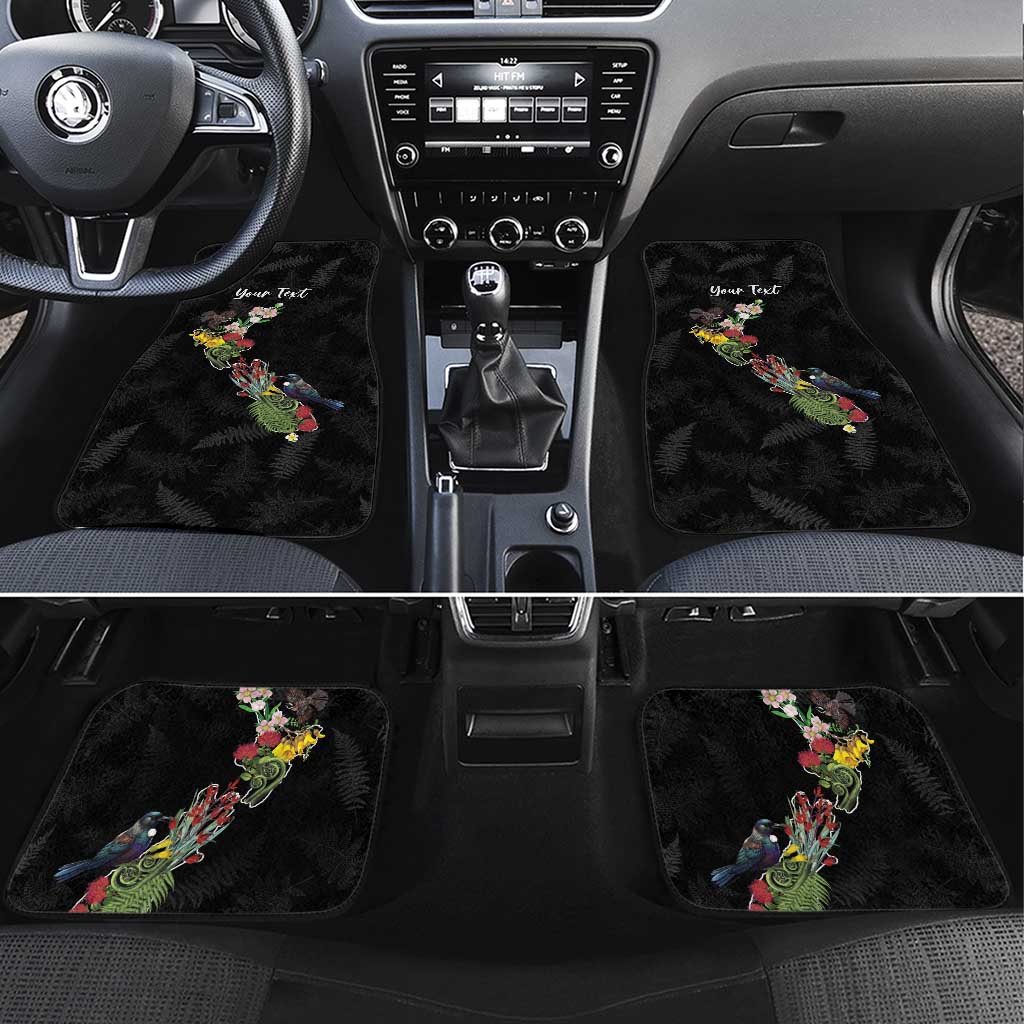 Kia Ora New Zealand Floral Personalized Car Mats Black - Aussie Hoodie