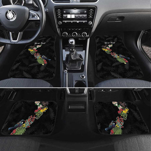 Kia Ora New Zealand Floral Personalized Car Mats Black - Aussie Hoodie