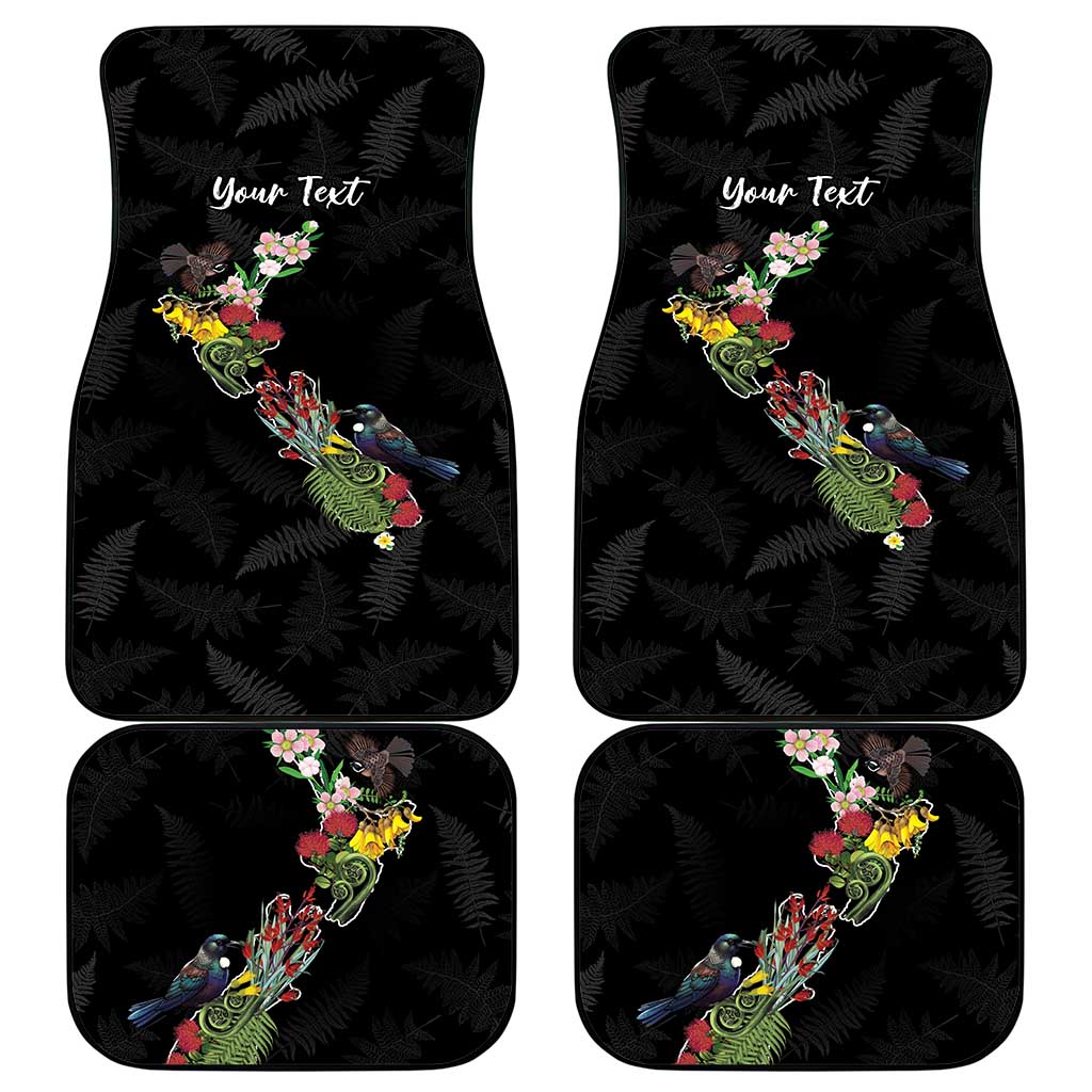 Kia Ora New Zealand Floral Personalized Car Mats Black - Aussie Hoodie