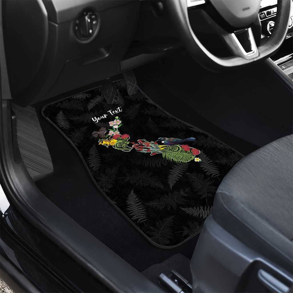 Kia Ora New Zealand Floral Personalized Car Mats Black - Aussie Hoodie
