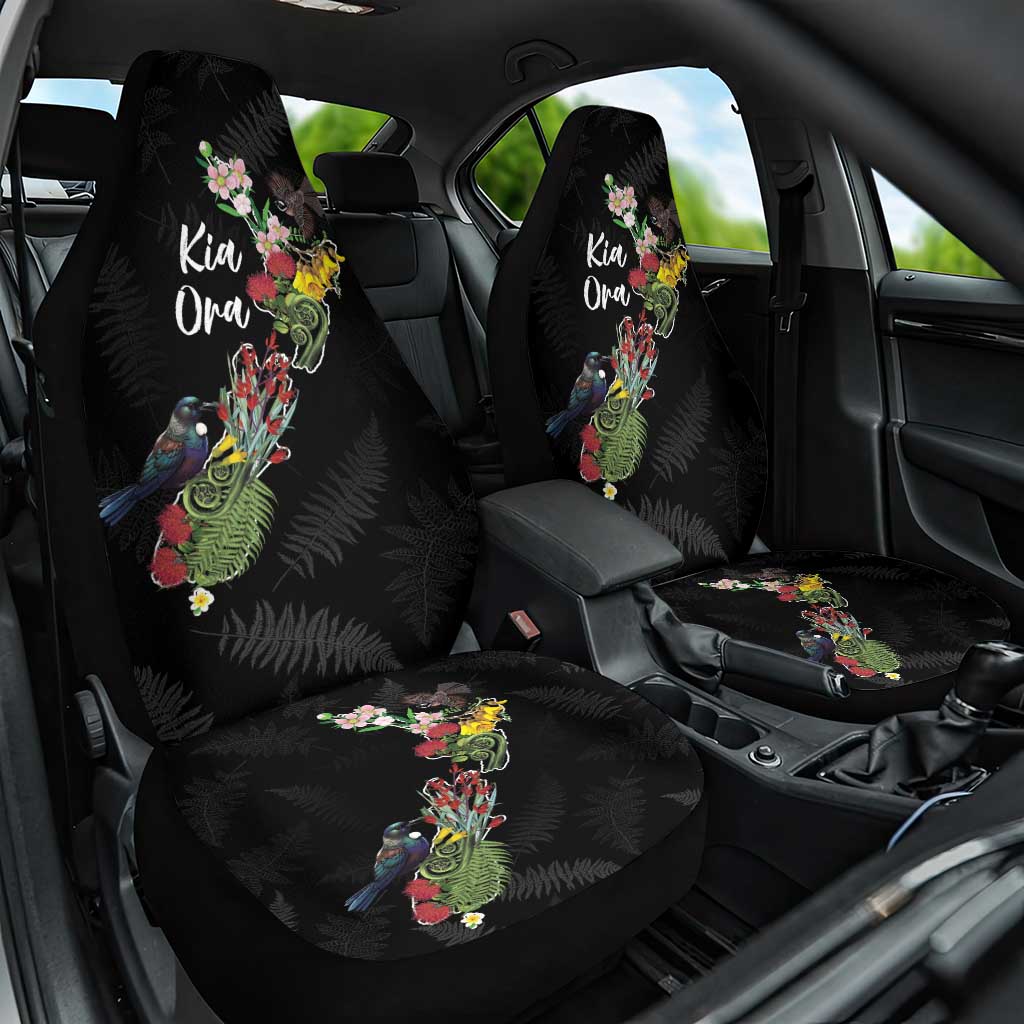 Kia Ora New Zealand Floral Car Seat Cover Black - Aussie Hoodie
