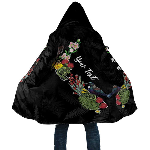Kia Ora New Zealand Floral Personalized Cloak Black - Aussie Hoodie