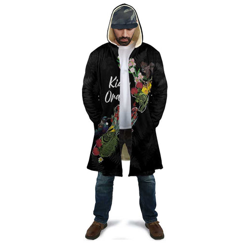 Kia Ora New Zealand Floral Personalized Cloak Black - Aussie Hoodie