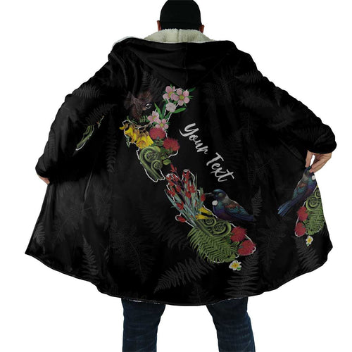 Kia Ora New Zealand Floral Personalized Cloak Black - Aussie Hoodie