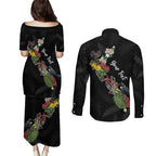 Kia Ora New Zealand Floral Personalized Couples Matching Puletasi and Long Sleeve Button Shirt Black - Aussie Hoodie