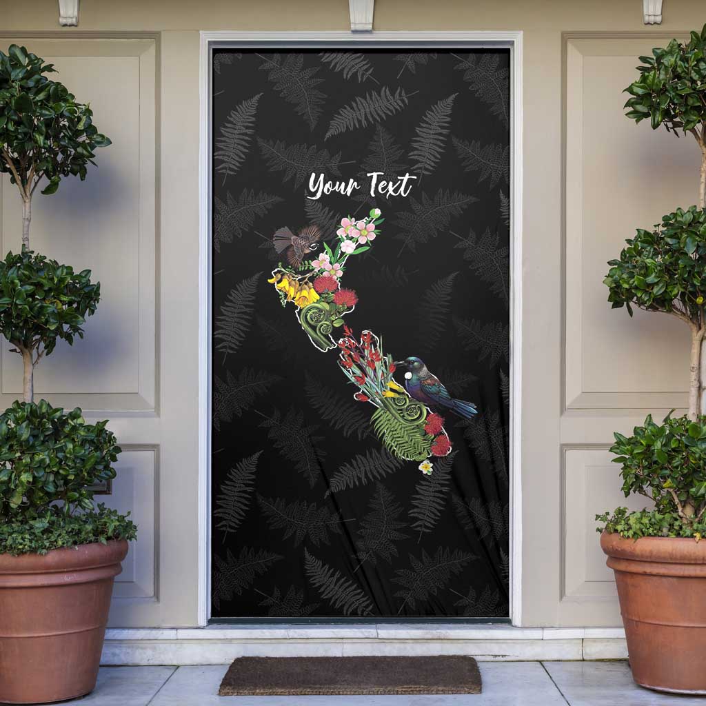 Kia Ora New Zealand Floral Personalized Door Cover Black - Aussie Hoodie