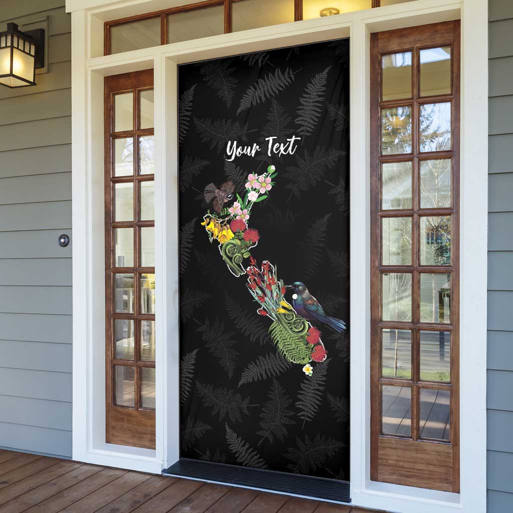 Kia Ora New Zealand Floral Personalized Door Cover Black - Aussie Hoodie