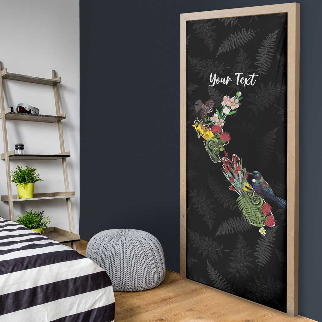 Kia Ora New Zealand Floral Personalized Door Cover Black - Aussie Hoodie