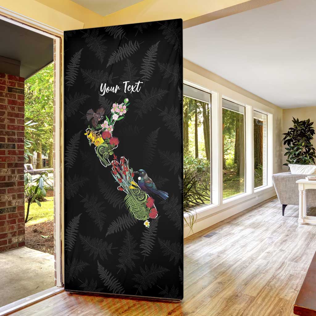 Kia Ora New Zealand Floral Personalized Door Cover Black - Aussie Hoodie