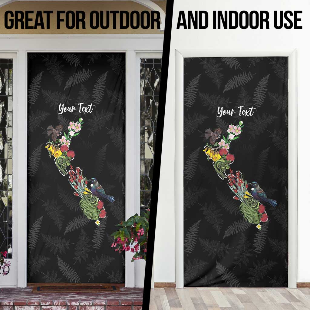 Kia Ora New Zealand Floral Personalized Door Cover Black - Aussie Hoodie