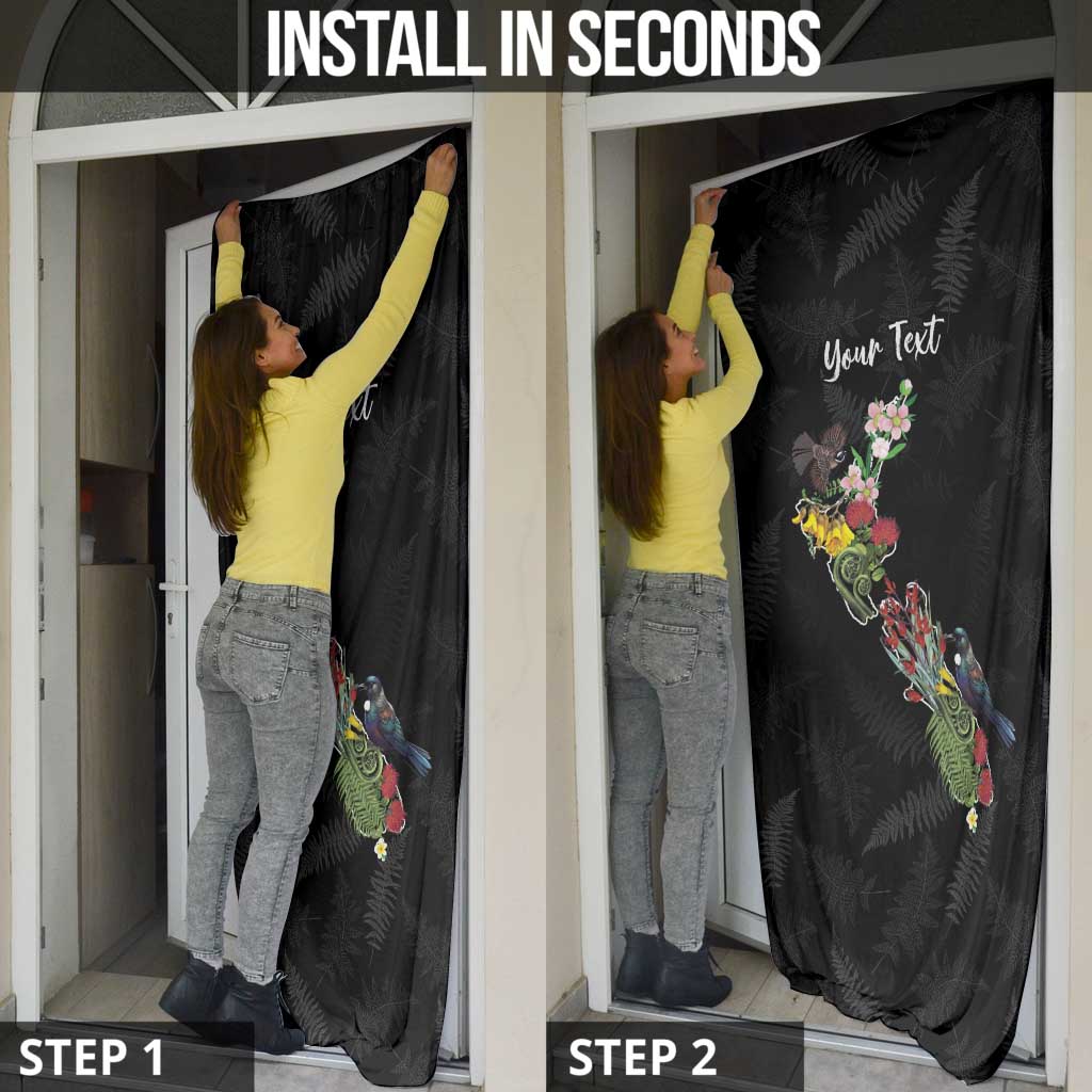 Kia Ora New Zealand Floral Personalized Door Cover Black - Aussie Hoodie