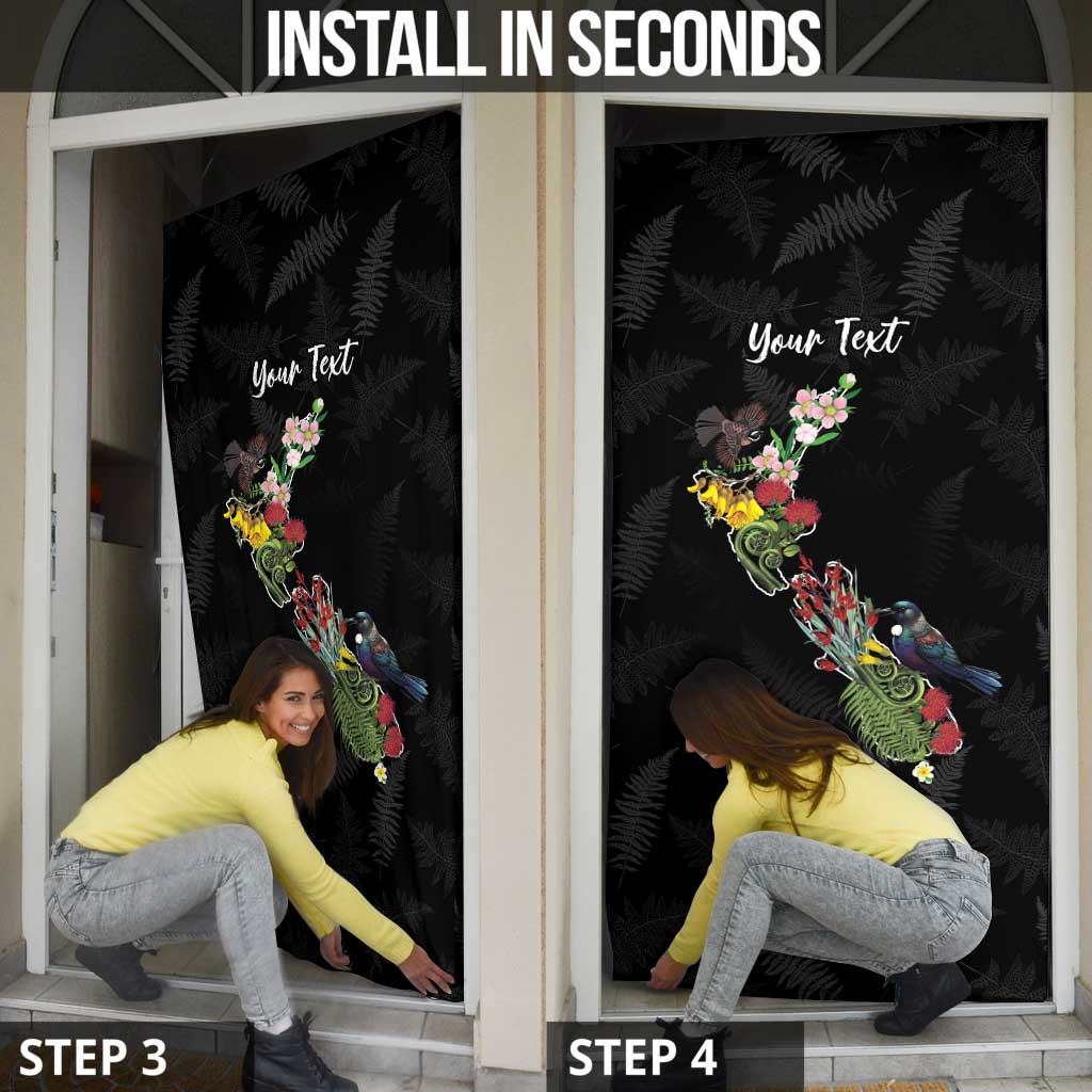 Kia Ora New Zealand Floral Personalized Door Cover Black - Aussie Hoodie