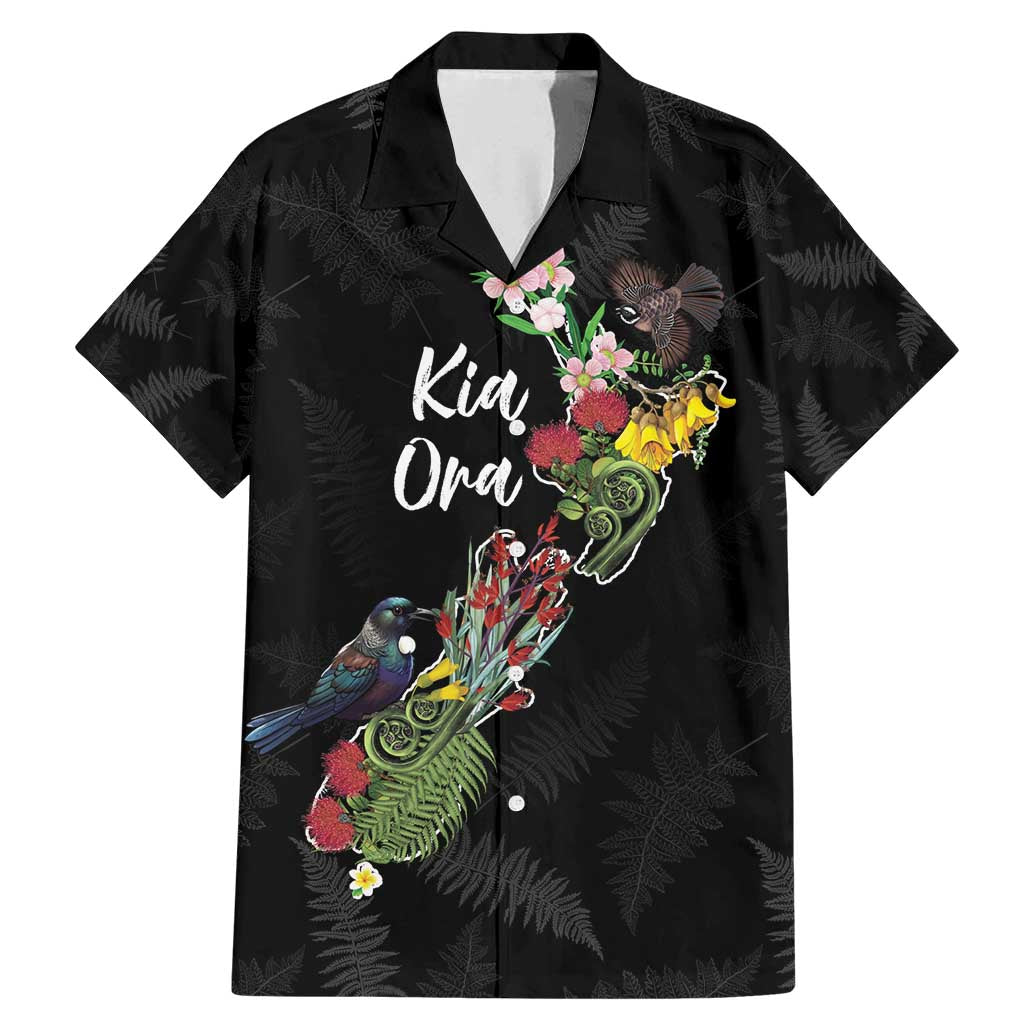 Kia Ora New Zealand Floral Personalized Family Matching Mermaid Dress and Hawaiian Shirt Black - Aussie Hoodie