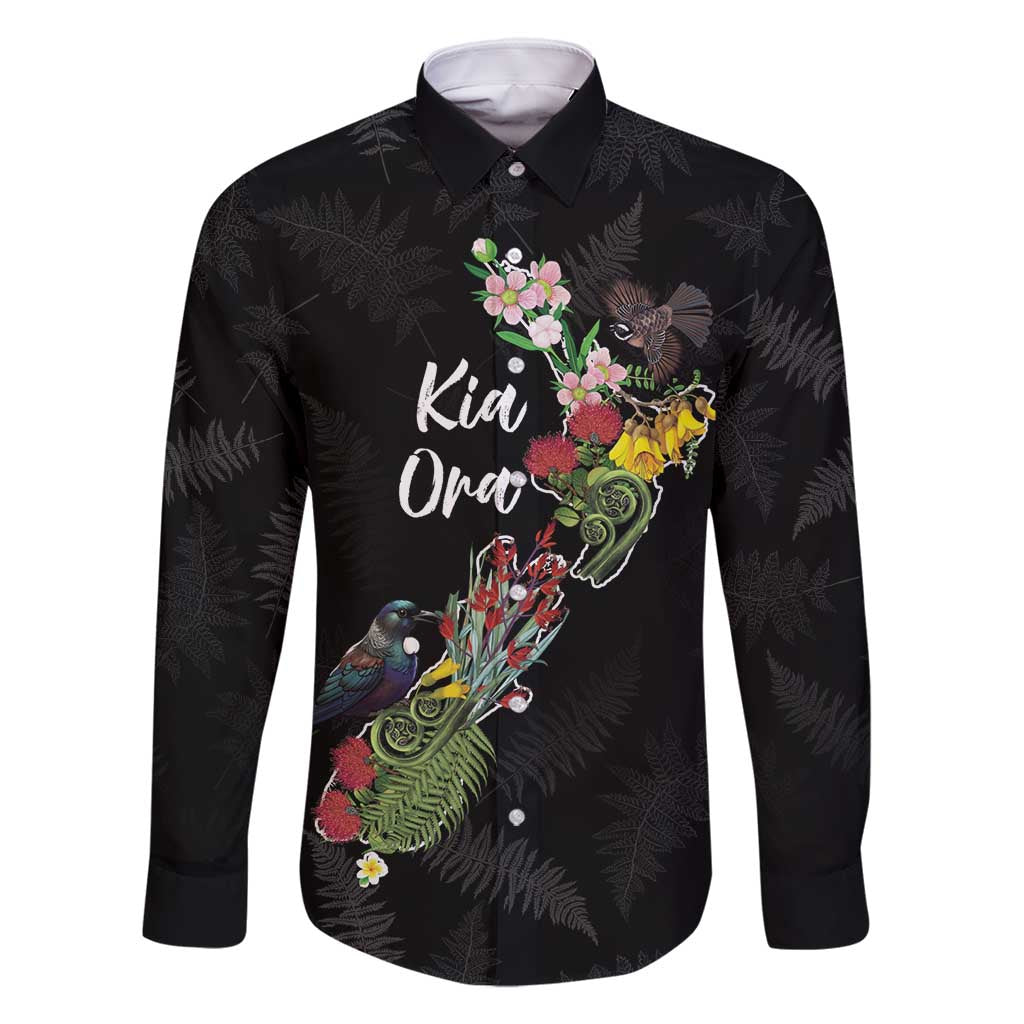 Kia Ora New Zealand Floral Personalized Family Matching Mermaid Dress and Hawaiian Shirt Black - Aussie Hoodie