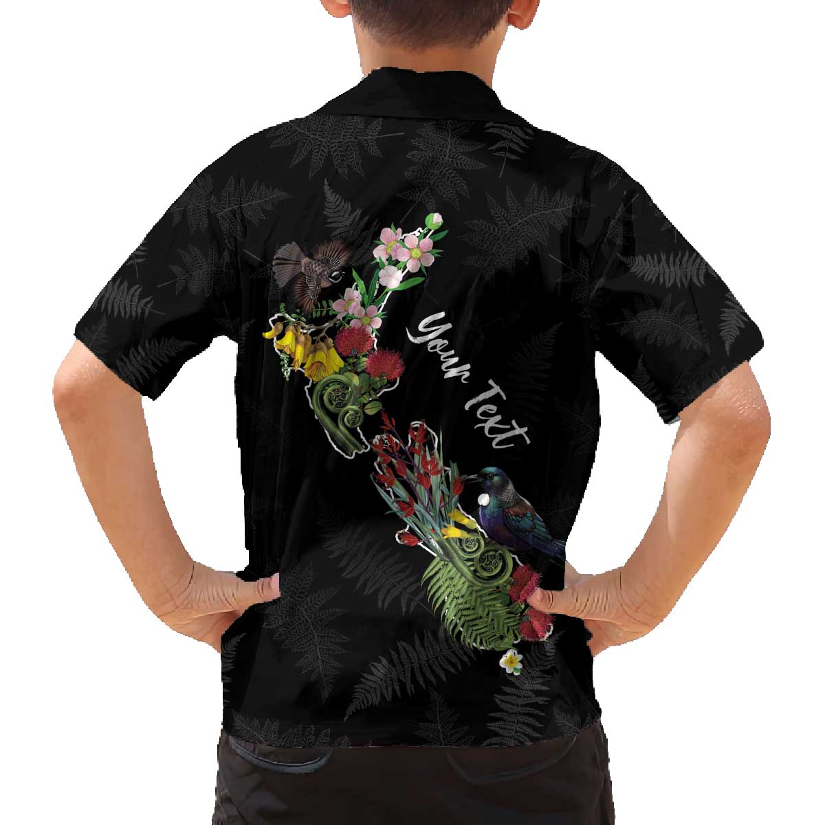 Kia Ora New Zealand Floral Personalized Family Matching Off The Shoulder Long Sleeve Dress and Hawaiian Shirt Black - Aussie Hoodie