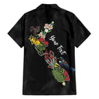 Kia Ora New Zealand Floral Personalized Family Matching Off The Shoulder Long Sleeve Dress and Hawaiian Shirt Black - Aussie Hoodie