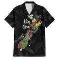 Kia Ora New Zealand Floral Personalized Family Matching Off Shoulder Maxi Dress and Hawaiian Shirt Black - Aussie Hoodie