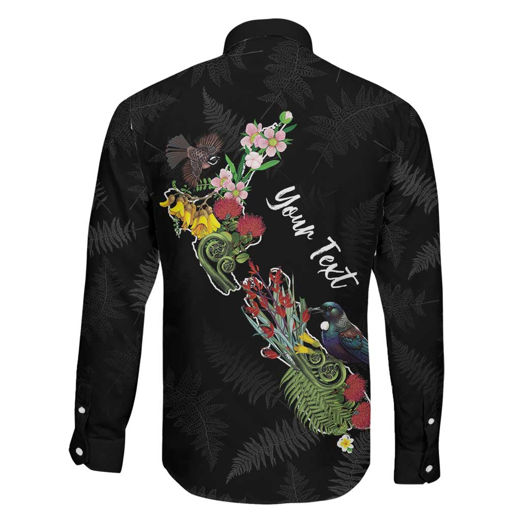 Kia Ora New Zealand Floral Personalized Family Matching Off Shoulder Maxi Dress and Hawaiian Shirt Black - Aussie Hoodie