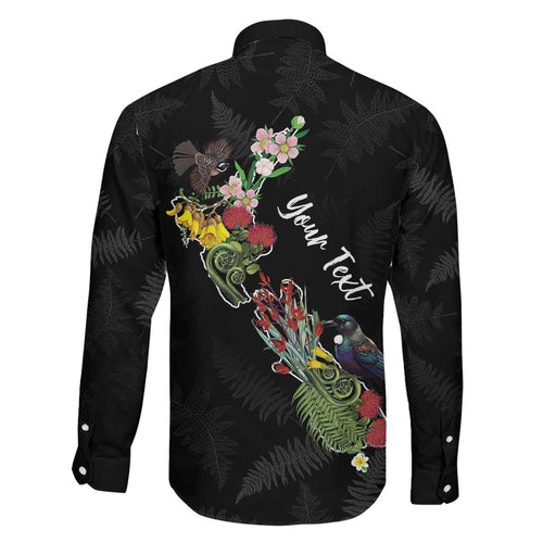 Kia Ora New Zealand Floral Personalized Family Matching Off Shoulder Maxi Dress and Hawaiian Shirt Black - Aussie Hoodie