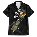 Kia Ora New Zealand Floral Personalized Family Matching Off Shoulder Short Dress and Hawaiian Shirt Black - Aussie Hoodie