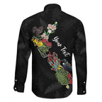 Kia Ora New Zealand Floral Personalized Family Matching Off Shoulder Short Dress and Hawaiian Shirt Black - Aussie Hoodie