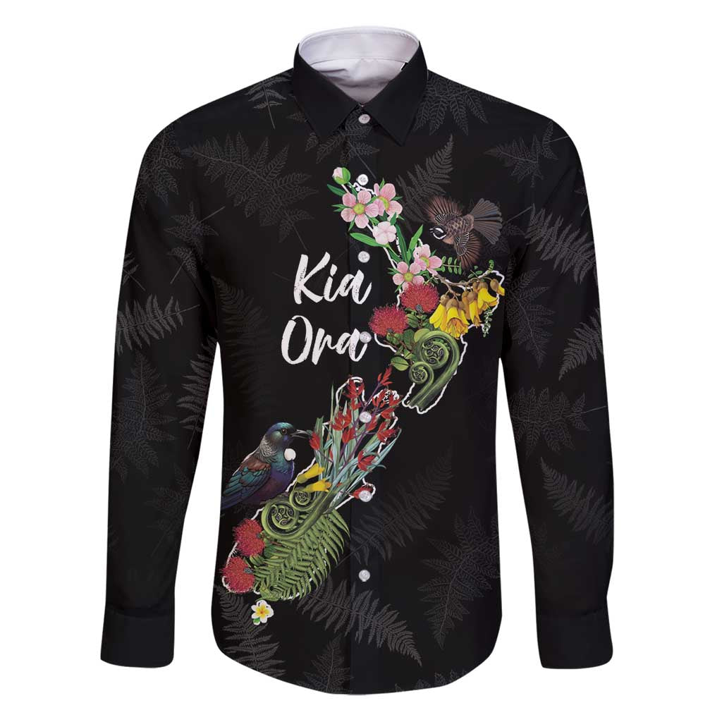 Kia Ora New Zealand Floral Personalized Family Matching Puletasi and Hawaiian Shirt Black - Aussie Hoodie
