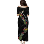 Kia Ora New Zealand Floral Personalized Family Matching Puletasi and Hawaiian Shirt Black - Aussie Hoodie