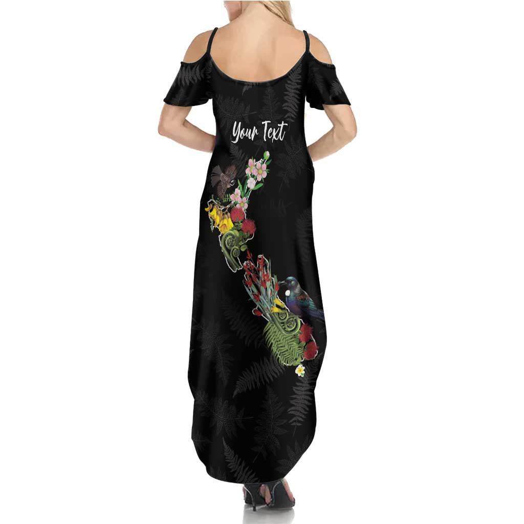 Kia Ora New Zealand Floral Personalized Family Matching Summer Maxi Dress and Hawaiian Shirt Black - Aussie Hoodie