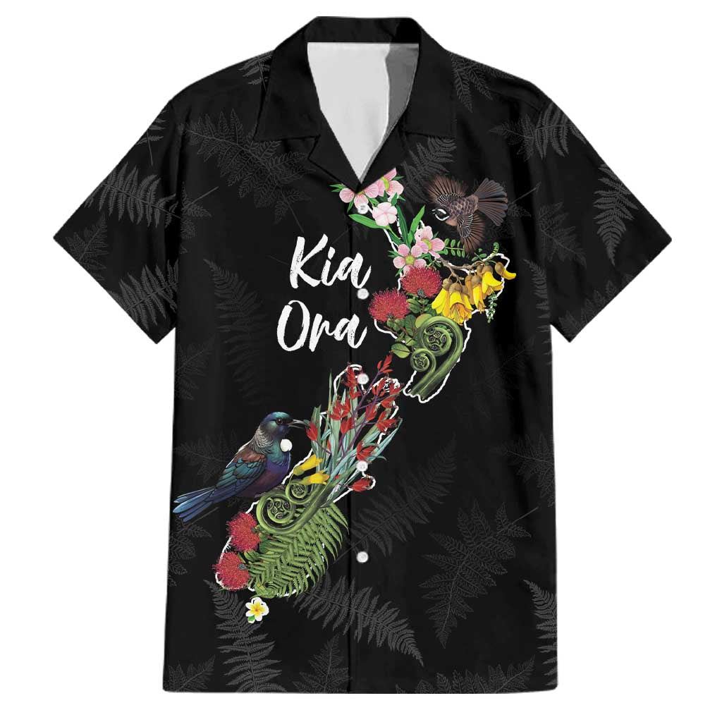 Kia Ora New Zealand Floral Personalized Family Matching Tank Maxi Dress and Hawaiian Shirt Black - Aussie Hoodie