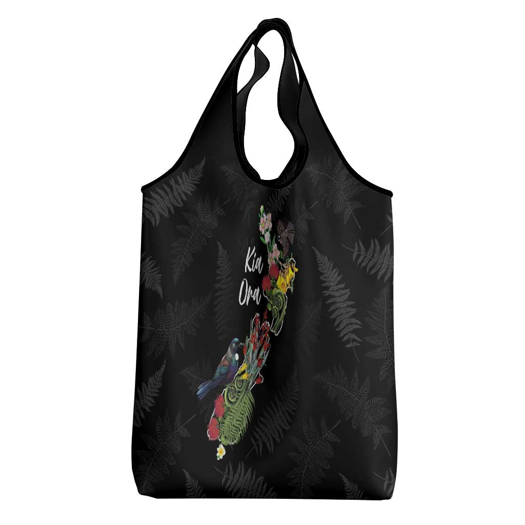 Kia Ora New Zealand Floral Grocery Bag Black - Aussie Hoodie
