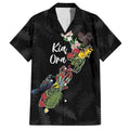 Kia Ora New Zealand Floral Personalized Hawaiian Shirt Black - Aussie Hoodie