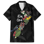 Kia Ora New Zealand Floral Personalized Hawaiian Shirt Black - Aussie Hoodie