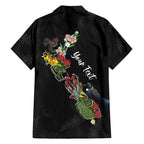Kia Ora New Zealand Floral Personalized Hawaiian Shirt Black - Aussie Hoodie