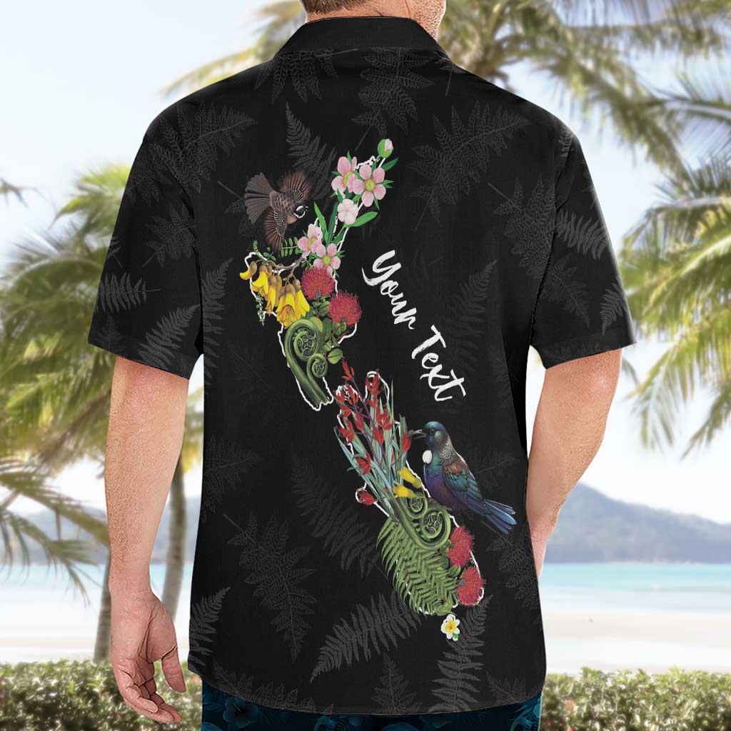 Kia Ora New Zealand Floral Personalized Hawaiian Shirt Black - Aussie Hoodie