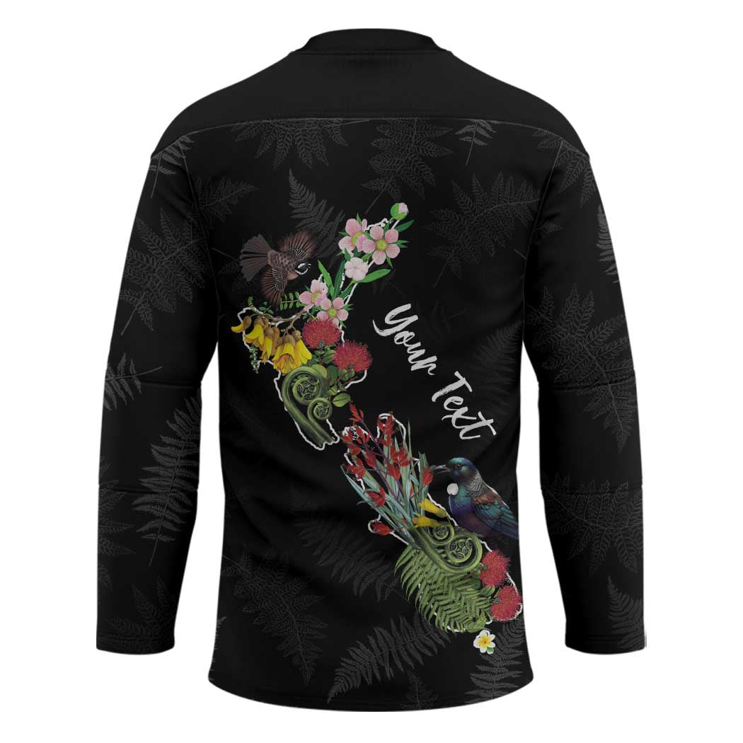 Kia Ora New Zealand Floral Personalized Hockey Jersey Black - Aussie Hoodie