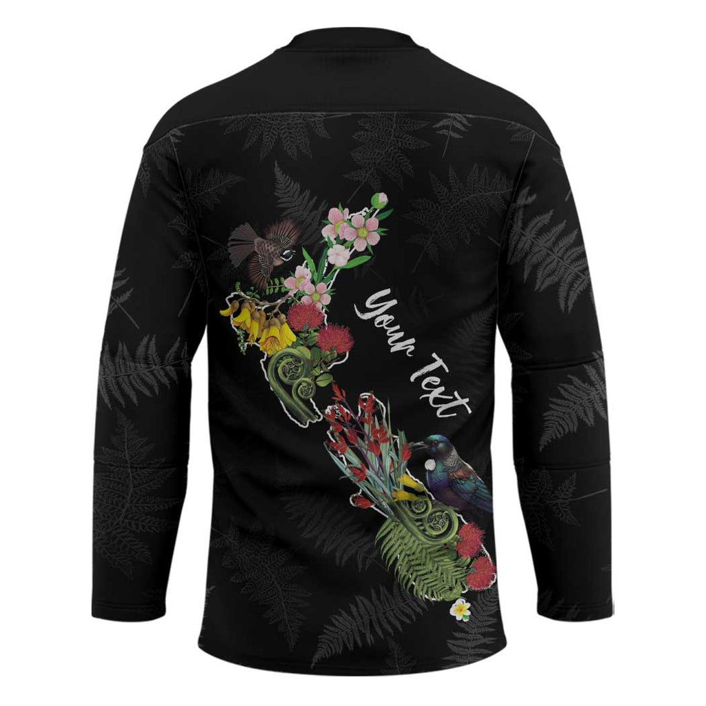 Kia Ora New Zealand Floral Personalized Hockey Jersey Black - Aussie Hoodie