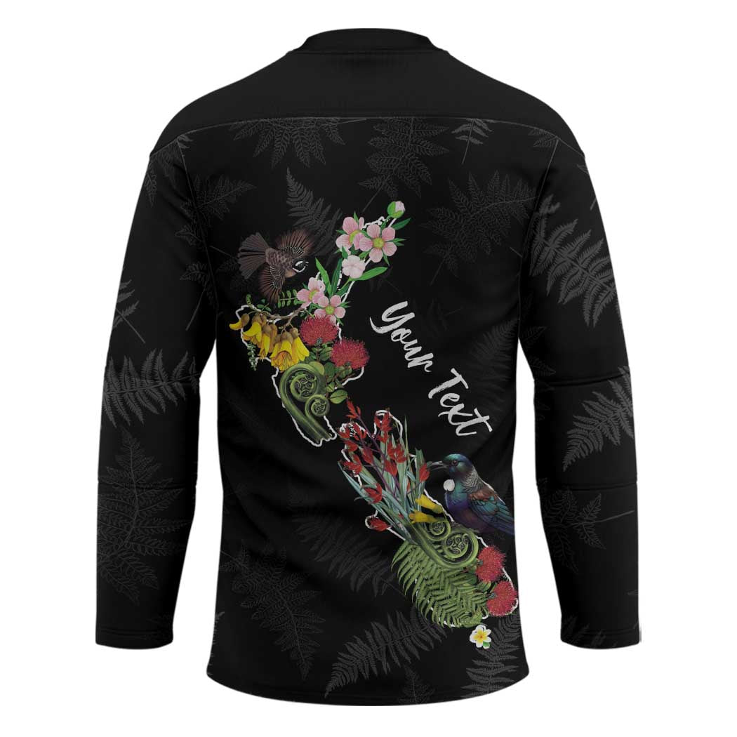 Kia Ora New Zealand Floral Personalized Hockey Jersey Black - Aussie Hoodie