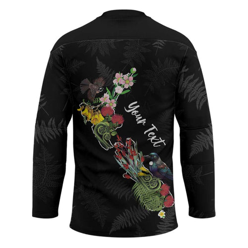 Kia Ora New Zealand Floral Personalized Hockey Jersey Black - Aussie Hoodie