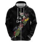 Kia Ora New Zealand Floral Personalized Hoodie Black - Aussie Hoodie