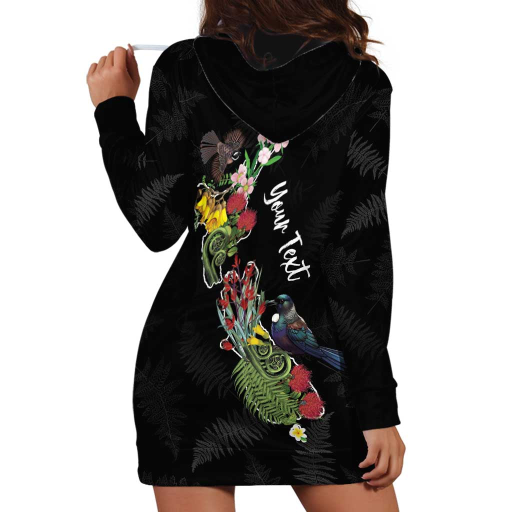 Kia Ora New Zealand Floral Personalized Hoodie Dress Black - Aussie Hoodie