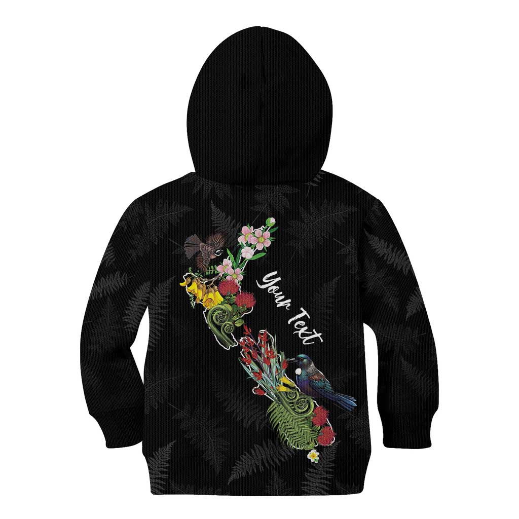 Kia Ora New Zealand Floral Personalized Kid Hoodie Black - Aussie Hoodie