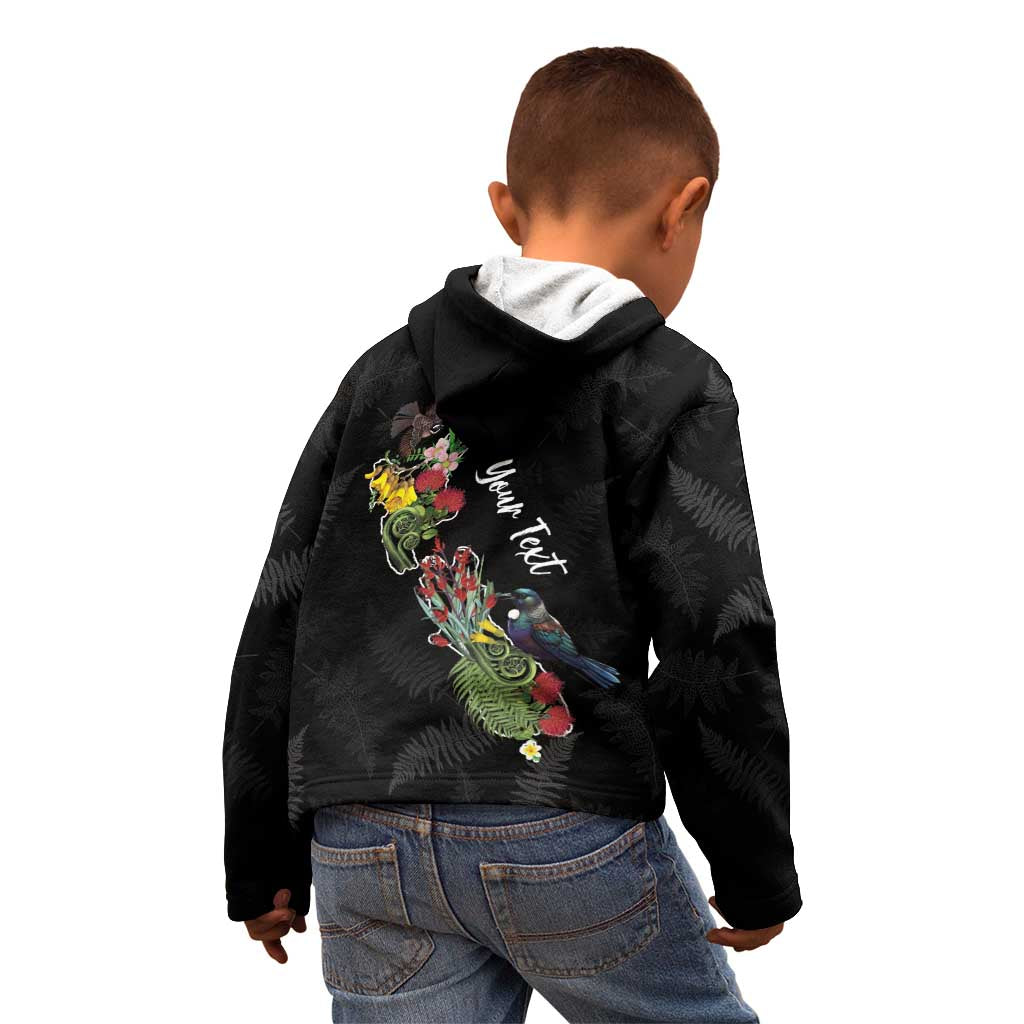 Kia Ora New Zealand Floral Personalized Kid Hoodie Black - Aussie Hoodie