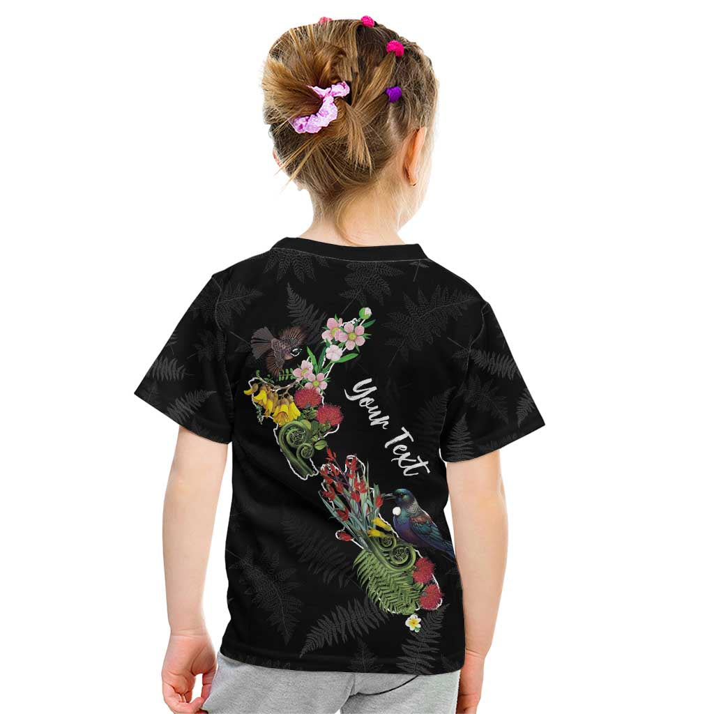 Kia Ora New Zealand Floral Personalized Kid T Shirt Black - Aussie Hoodie