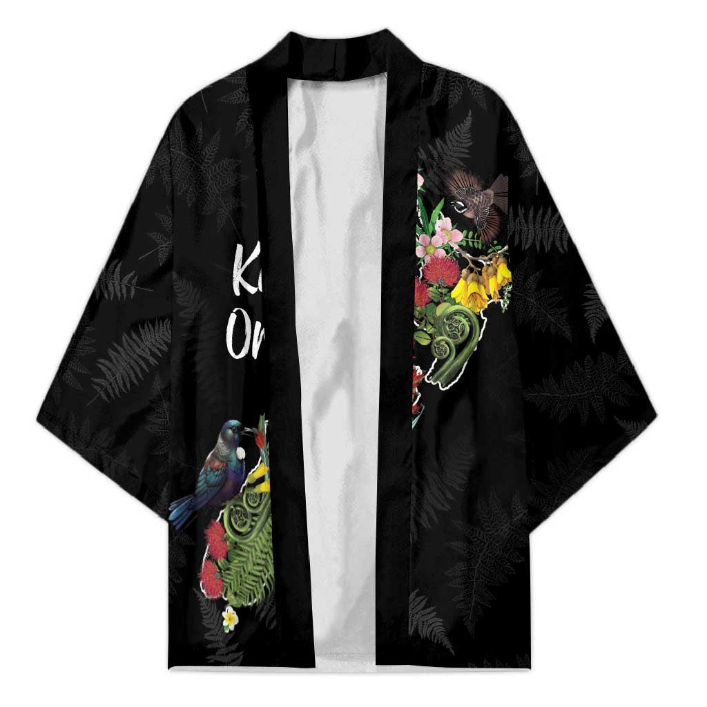 Kia Ora New Zealand Floral Personalized Kimono Black - Aussie Hoodie