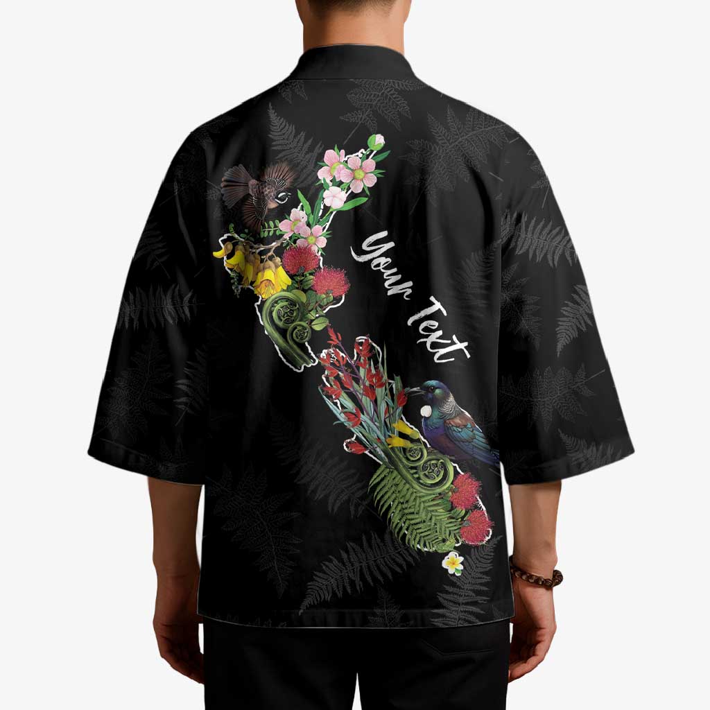 Kia Ora New Zealand Floral Personalized Kimono Black - Aussie Hoodie
