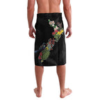 Kia Ora New Zealand Floral Personalized Lavalava Black - Aussie Hoodie