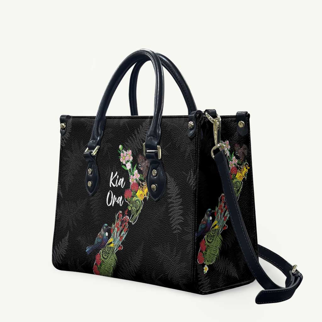 Kia Ora New Zealand Floral Leather Bag Black - Aussie Hoodie
